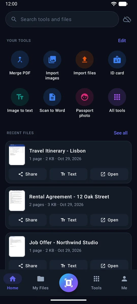 FSI Doc Manager home screen